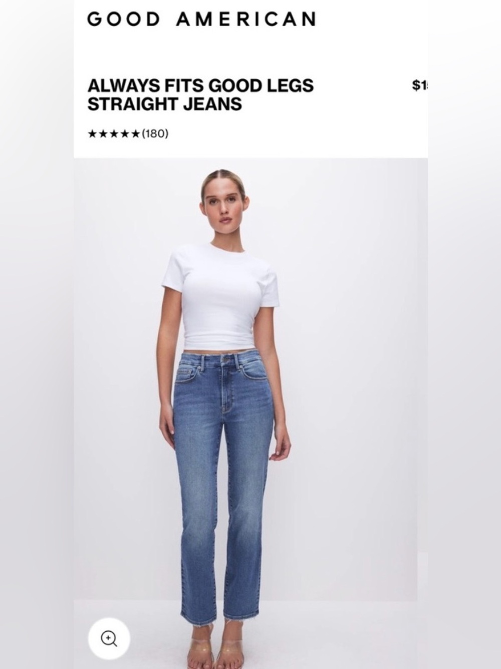 Good American Mid Blue Ankle Straight Jeans